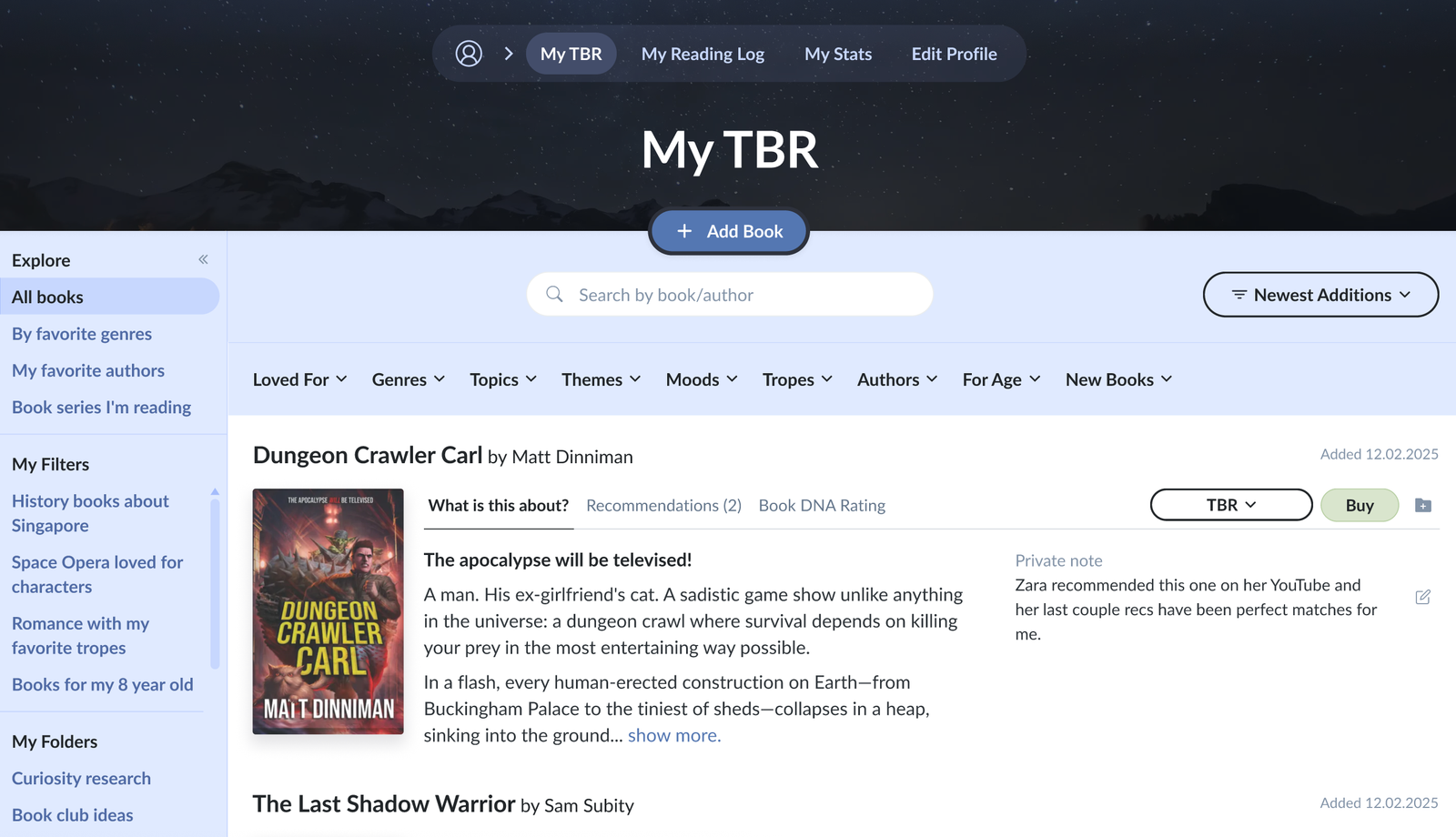 Launch our full reader app to bring your to-be-read pile to life, private book logging, and more!
